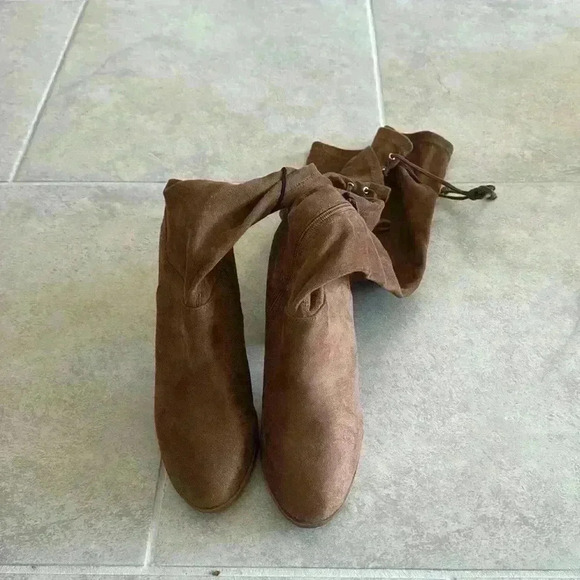 Forever 21 Shoes - Brown Over the Knee Heel Boots